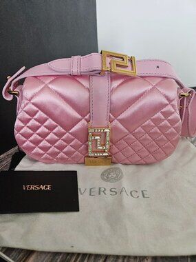 Versace Greca Goddess Quilted Satin Shoulder Bag